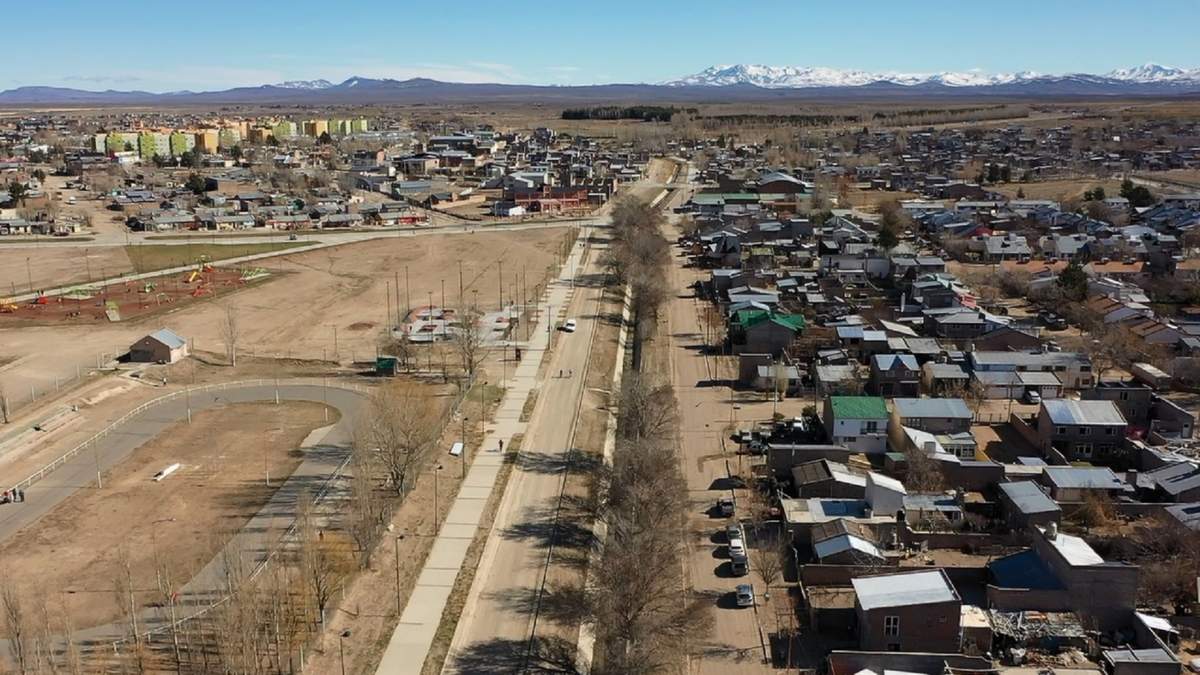 Vista aérea de la zona del Cañadón en Zapala. Fuente: (Twitter).