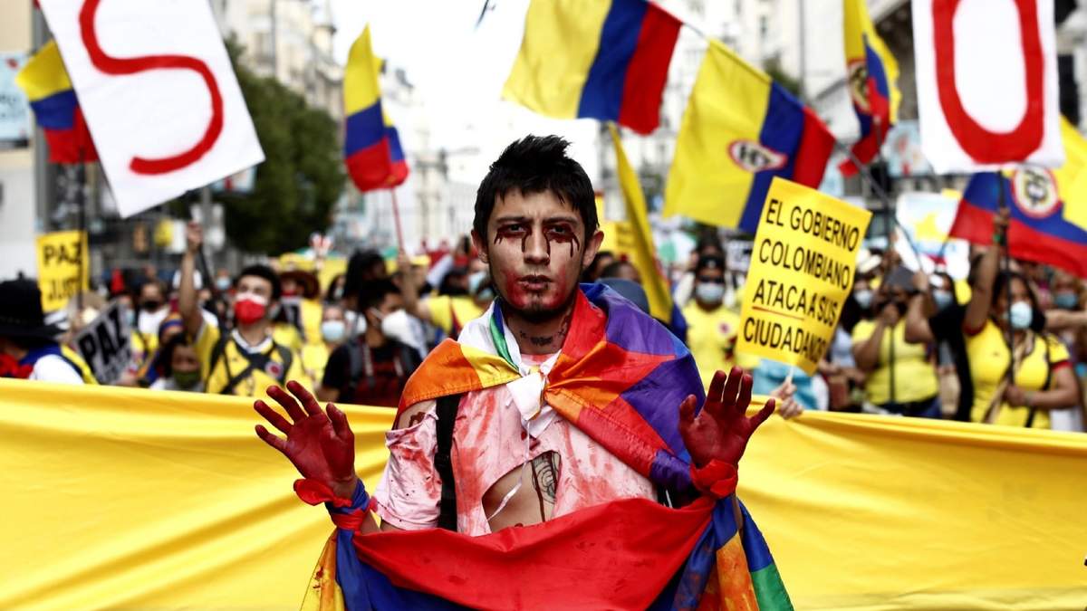 Las protestas sociales en Colombia. Fuente: (Twitter)