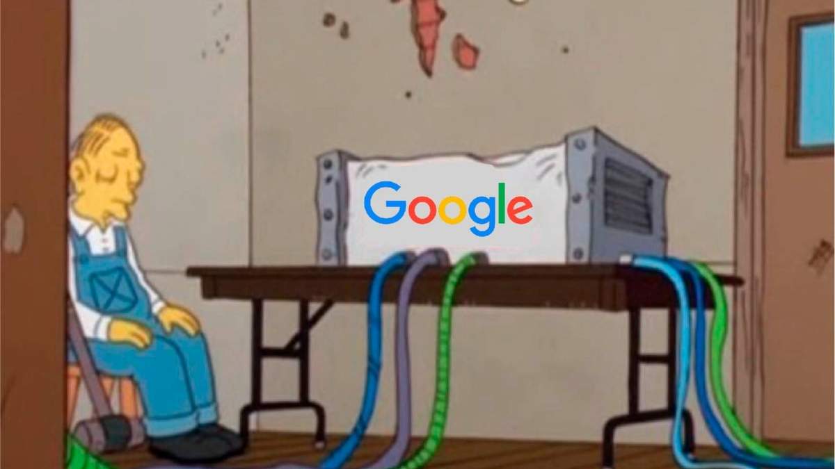 Uno de los memes de la jornada con el comentario "Los servidores de Google en estos momentos". Fuente: (Twitter)