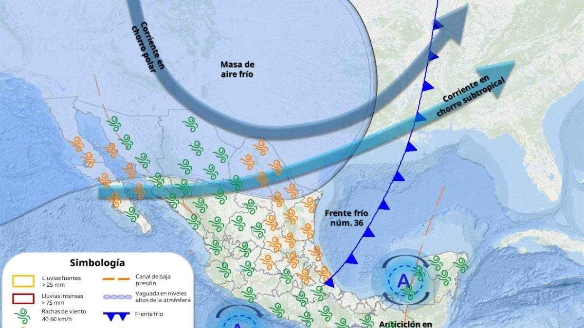 Mapa del pronóstico del clima para el miércoles 19 de marzo