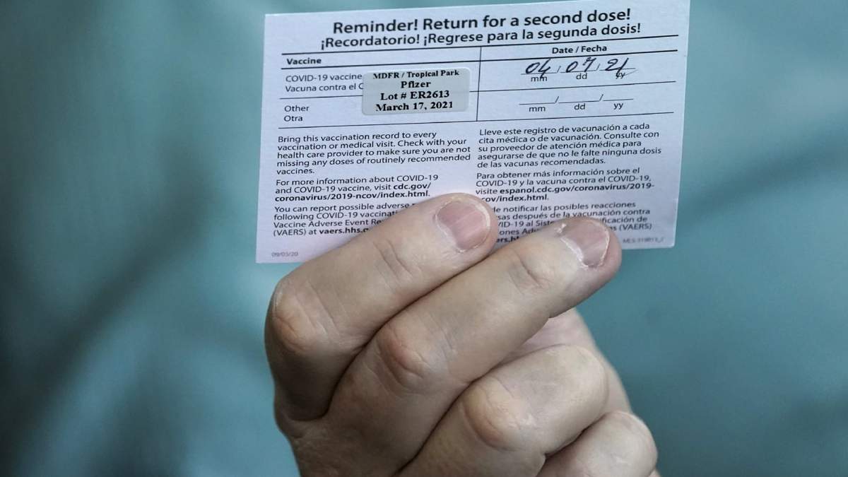 El certificado de vacunación en Florida. Fuente: (Twitter)