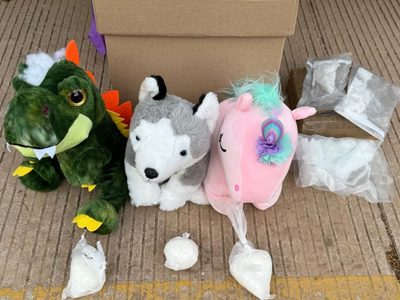 Guardia Nacional descubre cocaína y cristal ocultos en muñecos de peluche
