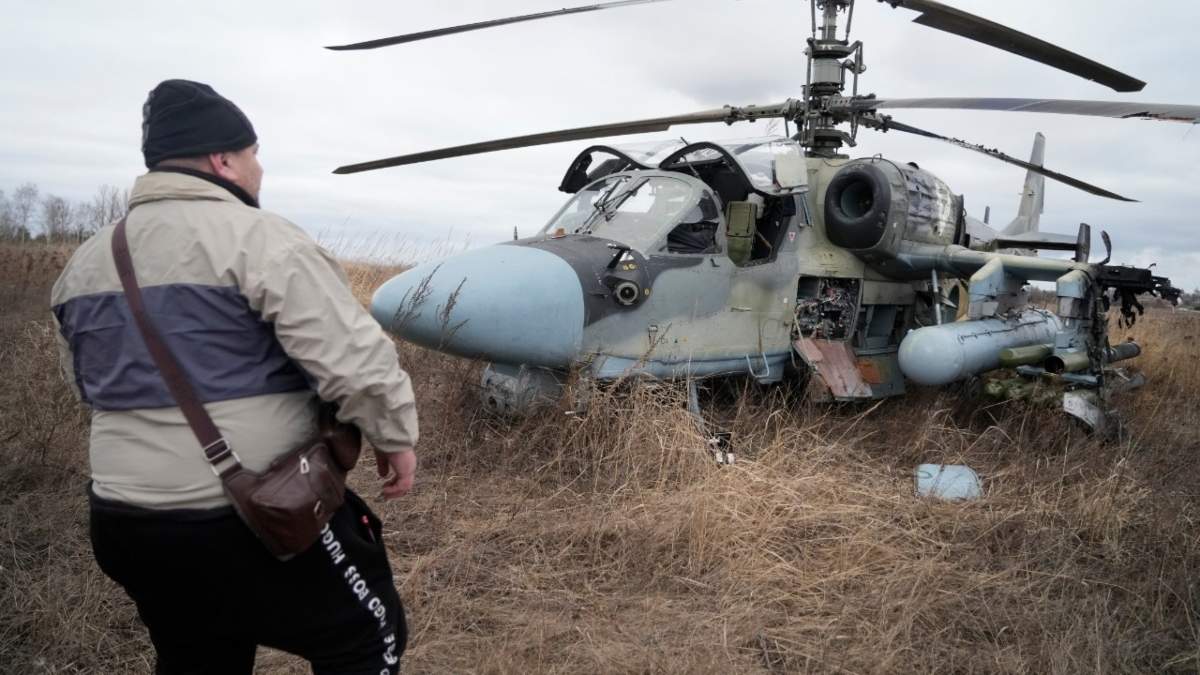 Un helicóptero ucraniano derribado