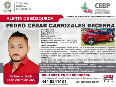 Emiten alerta de búsqueda por “El Mijis”, desaparecido desde el 31 de enero