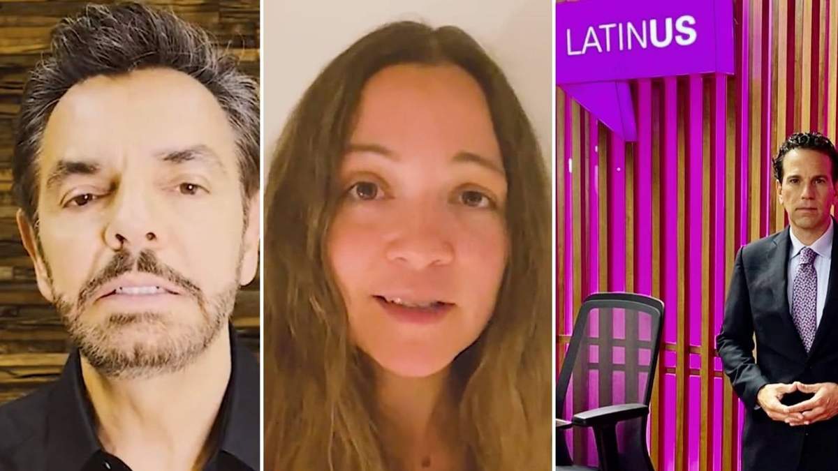 Eugenio Derbez, Natalia Lafourcade y Carlos Loret, conductor de Latinus