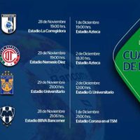 Definen horarios de los cuartos de final de la Liga MX
