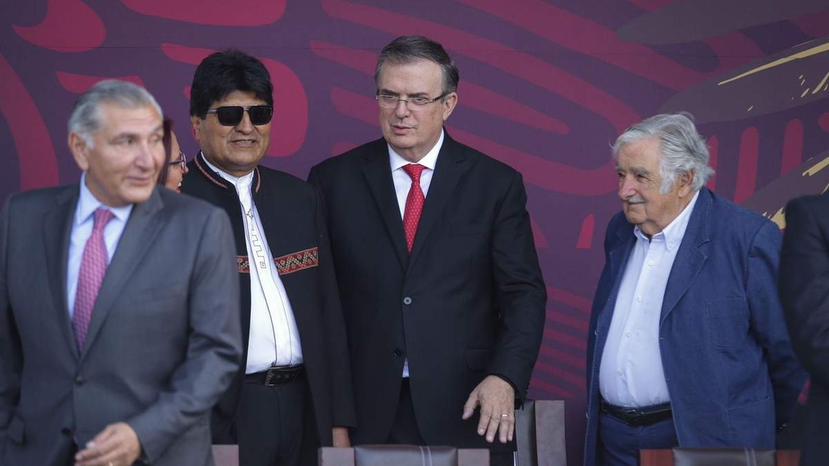 Adán Augusto López, Evo Morales, Marcelo Ebrard y José Mujica