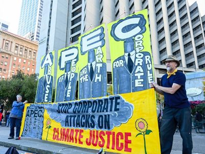 Manifestantes en San Francisco protestan contra APEC y la guerra Israel-Hamás
