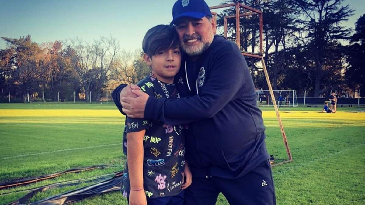 Benjamín Agüero Maradona y Diego Maradona. Fuente: (Instagram)