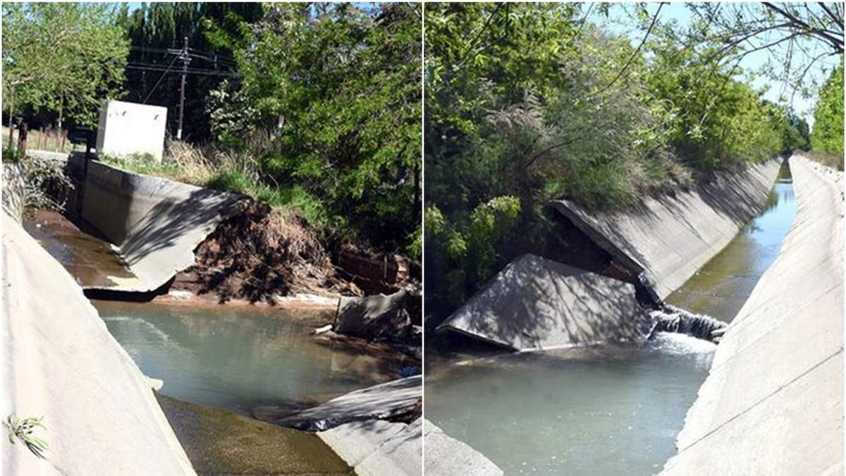 El canal que afecta al Alto Valle neuquino. Fuente: (Twitter)