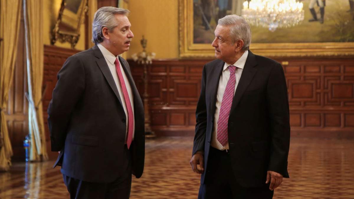 El presidente Alberto Fernández, junto a su par Andrés Manuel López Obrador. Fuente: (Twitter)