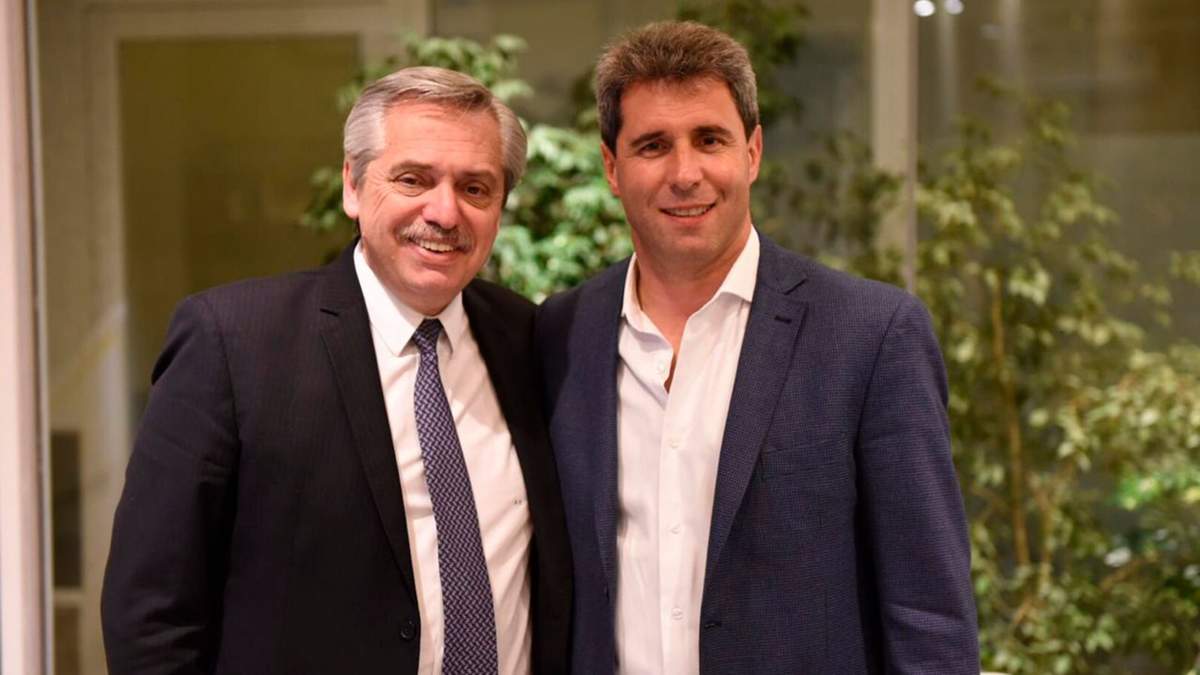 El presidente, Alberto Fernández, junto al gobernador de San Juan, Sergio Uñac. Fuente: (Twitter)