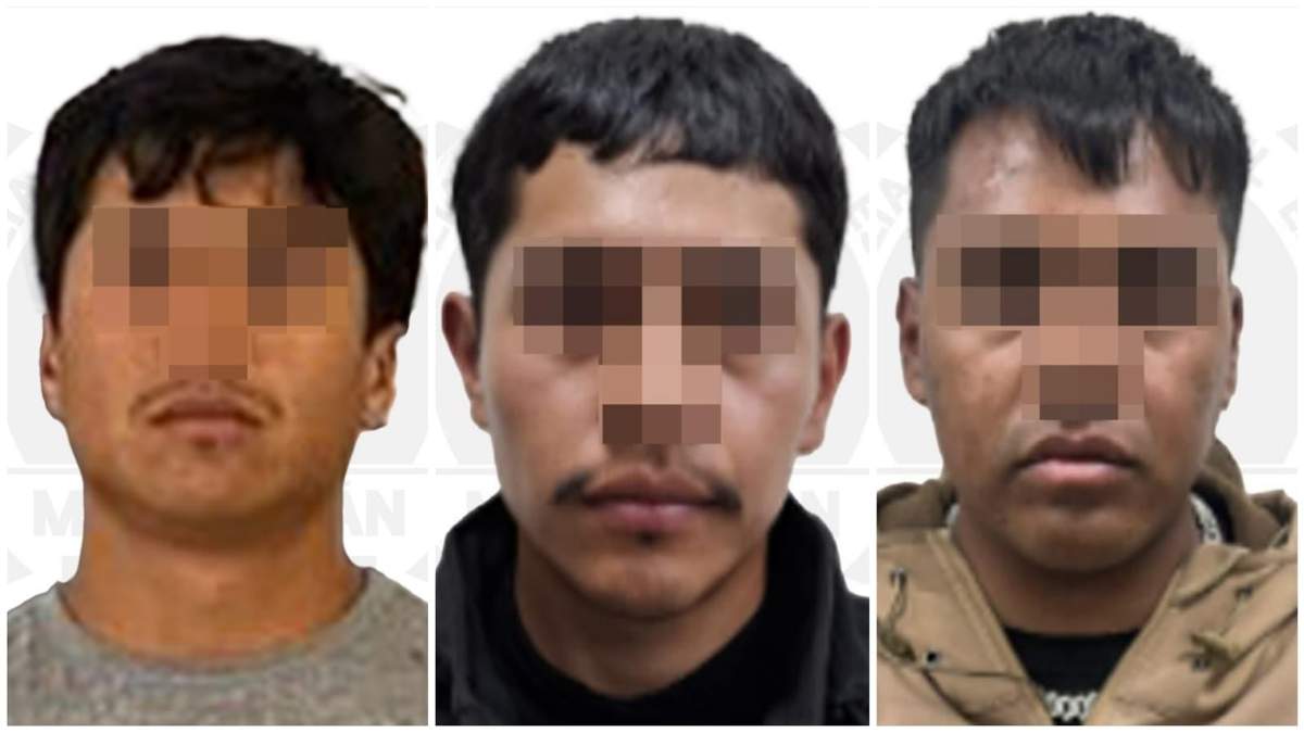 Los tres hombres detenidos por su presunta responsabilidad en el homicidio del secretario municipal de Ocampo, Michoacán