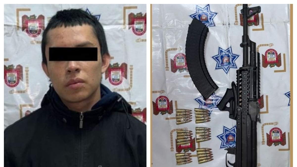 Uno de los sicarios detenidos y un arma de fuego incautada