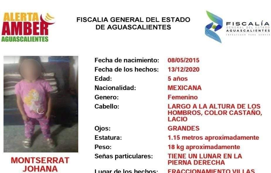 La Fiscalía de Aguascalientes habría tardado más de 12 horas en emitir la Alerta Amber por la desaparición de Montserrat