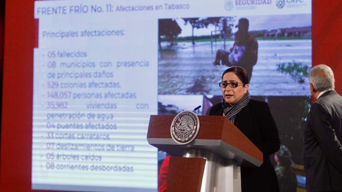 Laura Velazquez en la conferencia del presidente López Obrador
