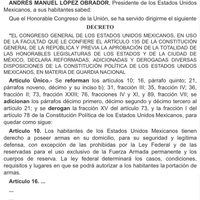 Publican decreto para la creación de la Guardia Nacional