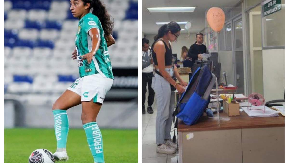 La futbolista Ana Campa en la cancha y en una clínica del IMSS