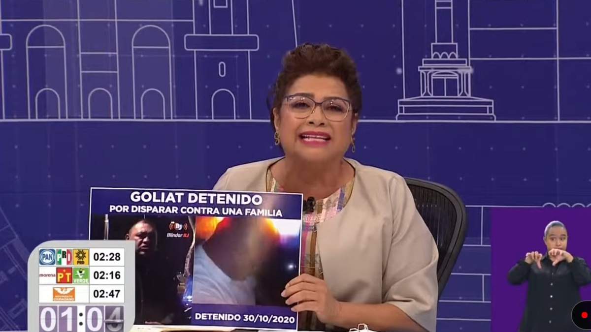 Clara Brugada en el momento de referir el caso del "jefe Goliat"