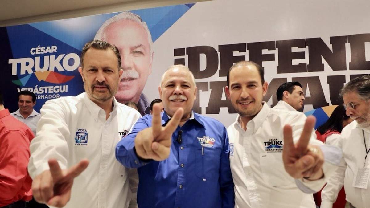 El candidato a la gubernatura y el dirigente panista