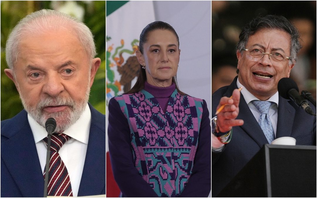 Lula, Sheinbaum y Petro. Foto AP  Montserrat López
