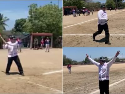 AMLO hace parada para jugar beisbol en Sinaloa
