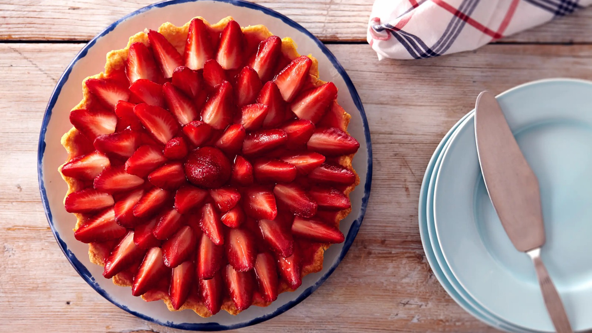 Tarta de frutillas. Fuente: (Exquisita)
