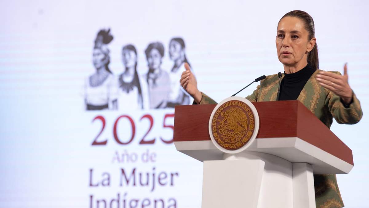 La mandataria federal Claudia Sheinbaum en la mañanera de este martes 15 de abril de 2025
