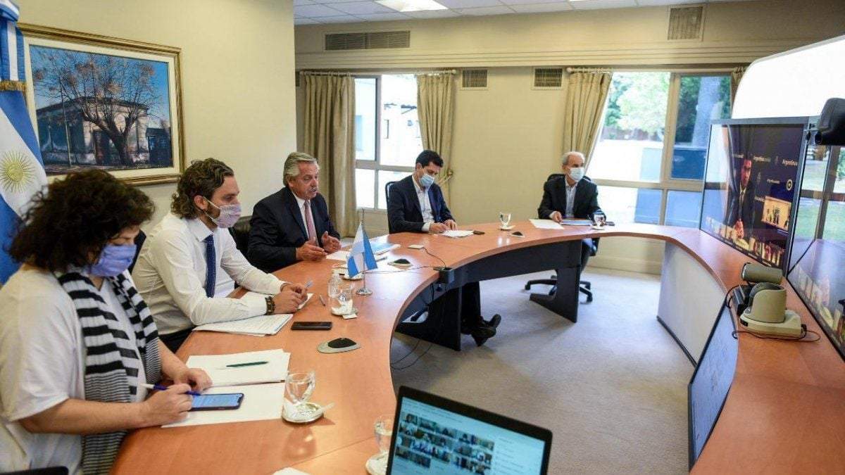 Alberto Fernández, en reunión con los gobernadores. Fuente: (Twitter)