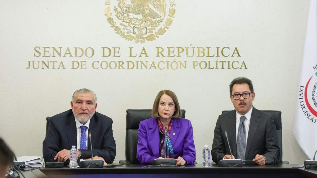 Laura Itzel Castillo, acompañada en conferencia el miércoles por los senadores Adán Augusto López e Ignacio Mier