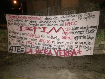 Aparece nueva manta con acusaciones contra candidato priista en Isla Mujeres