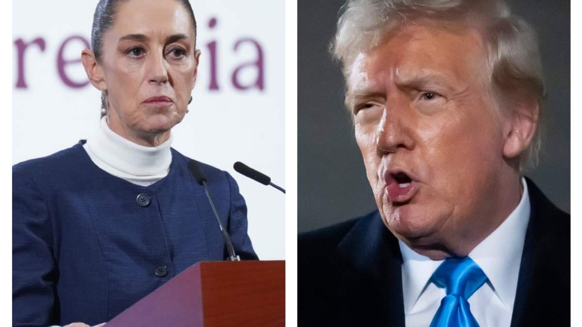 Claudia Sheinbaum en la conferencia del pueblo y Trump
