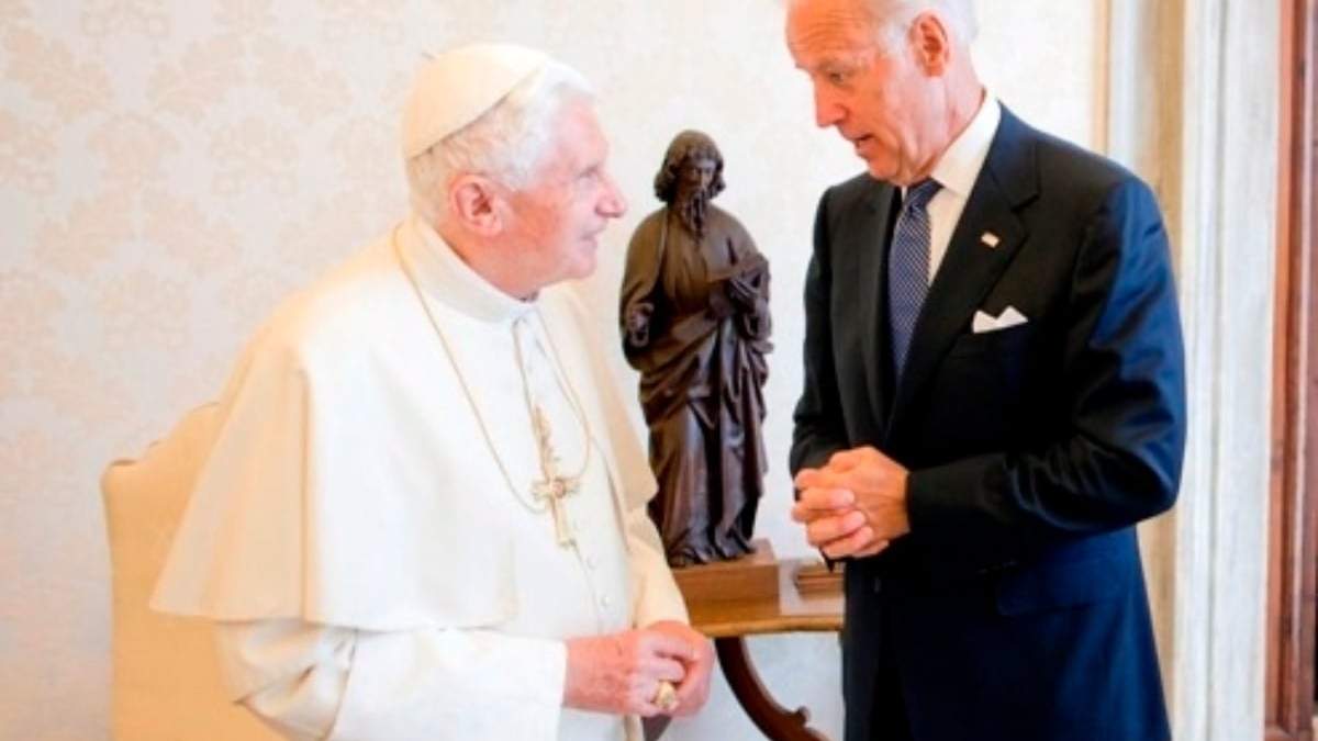 Benedicto XVI con Joe Biden en la Casa Blanca