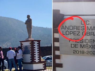 Morenistas develan estatua de AMLO en Atlacomulco, cuna del priismo