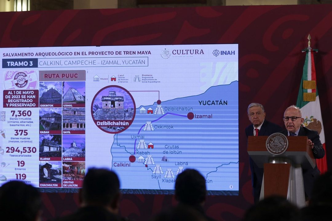 Diego Prieto Hernández, director general del INAH, en la conferencia mañanera del 1 de mayo de 2023