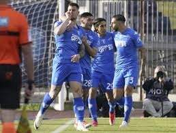 Alberto Cerri del Empoli celebra tras anotar el primer gol de su equipo en el encuentro ante Napoli en la Serie A el sábado 20 de abril del 2024