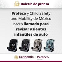 Profeco emitió alerta de seguridad para 37 asientos infantiles de automóviles