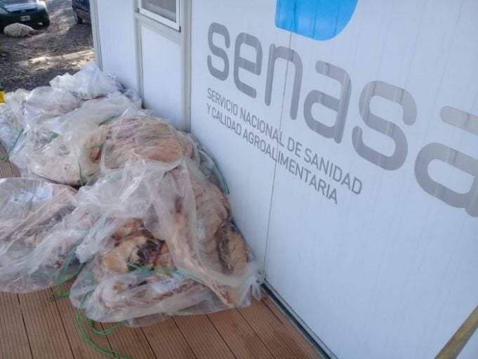 Carne decomisada en Puente Dique Fuente: (Twitter)