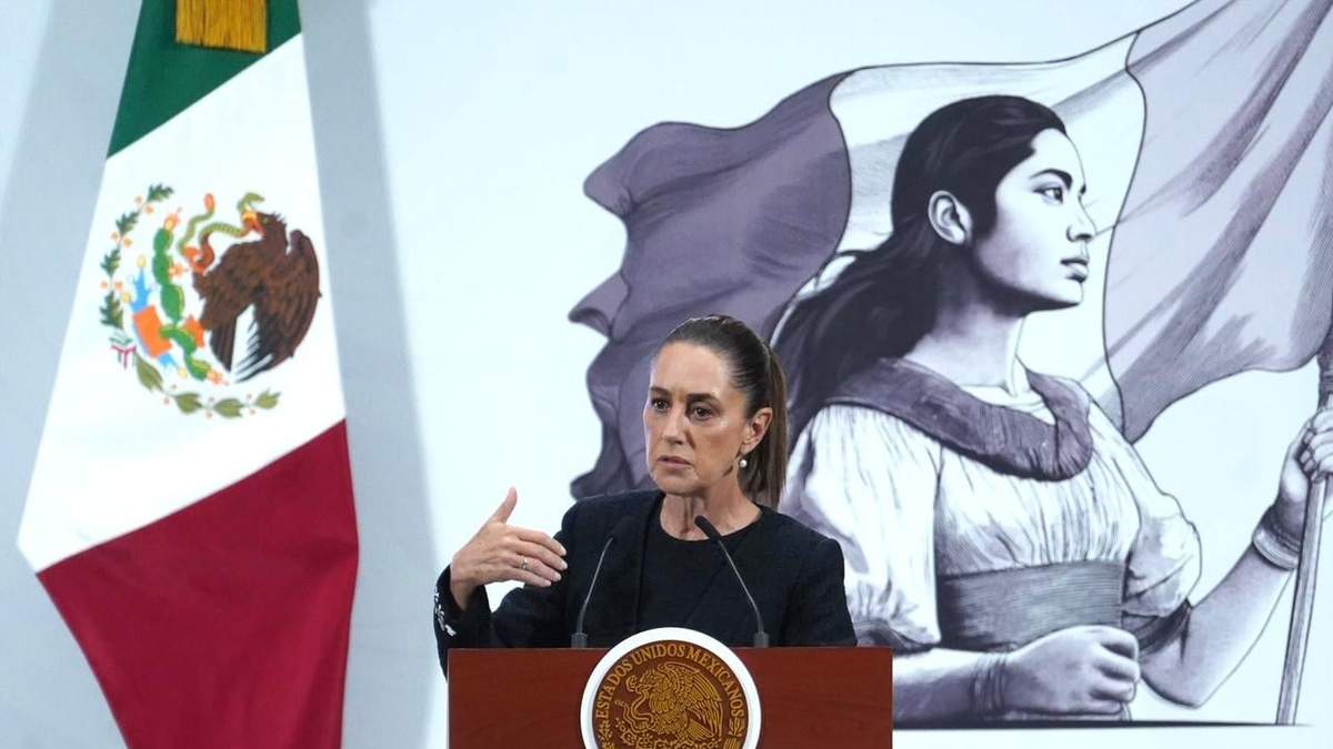 La presidenta Claudia Sheinbaum en la conferencia matutina de Palacio Nacional, este viernes 19 de septiembre de 2025