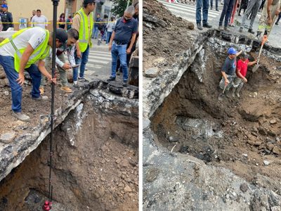 Se abre socavón de cuatro metros en la Roma Norte; Sandra Cuevas culpa al gobierno de la CDMX
