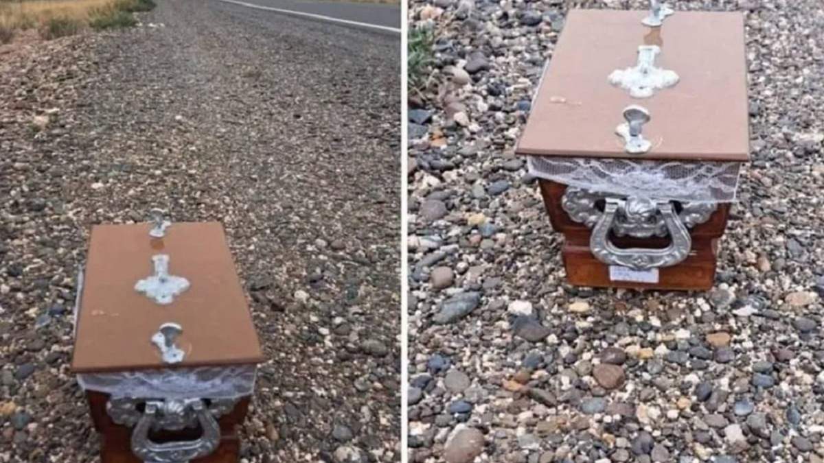 La urna funeraria se encontraba descartada a un costado de la Autovía Norte. Fuente: (ADN Sur)