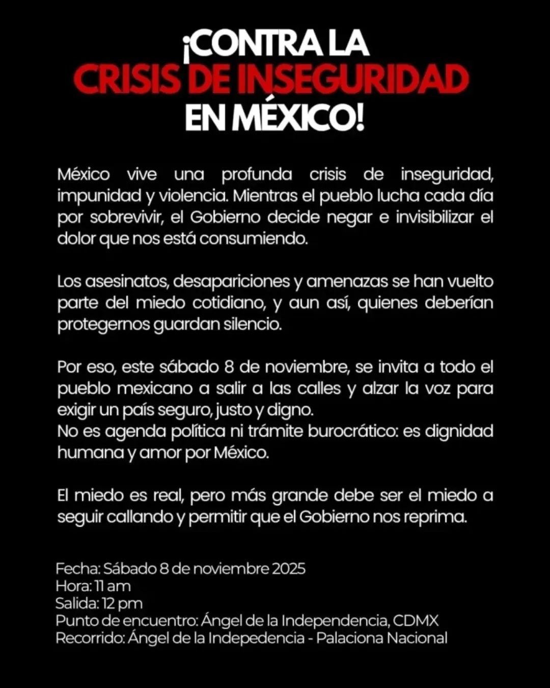Primera movilización OFICIAL Convocamos a nuestros miembros y a todo el pueblo mexicano en gene