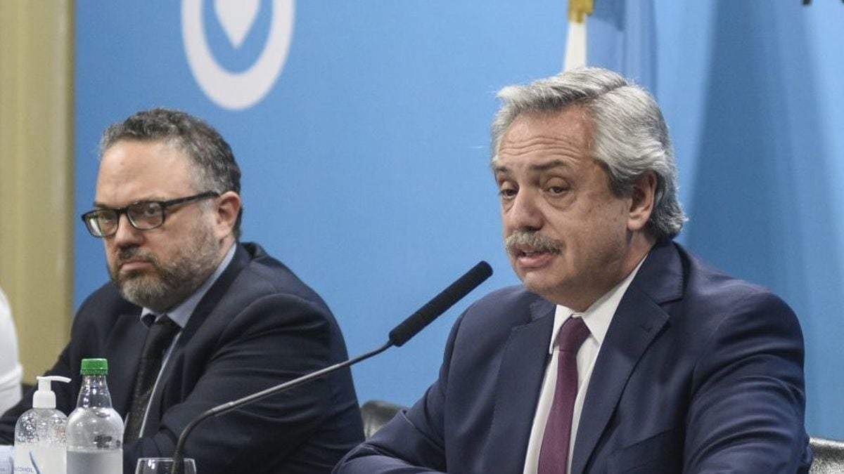 El ministro de Desarrollo productivo, Matías Kulfas y el presidente de la Nación, Alberto Fernández. Fuente: (Twitter)