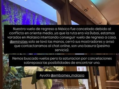 Pareja mexicana está varada en Kuala Lumpur por conflicto en Medio Oriente