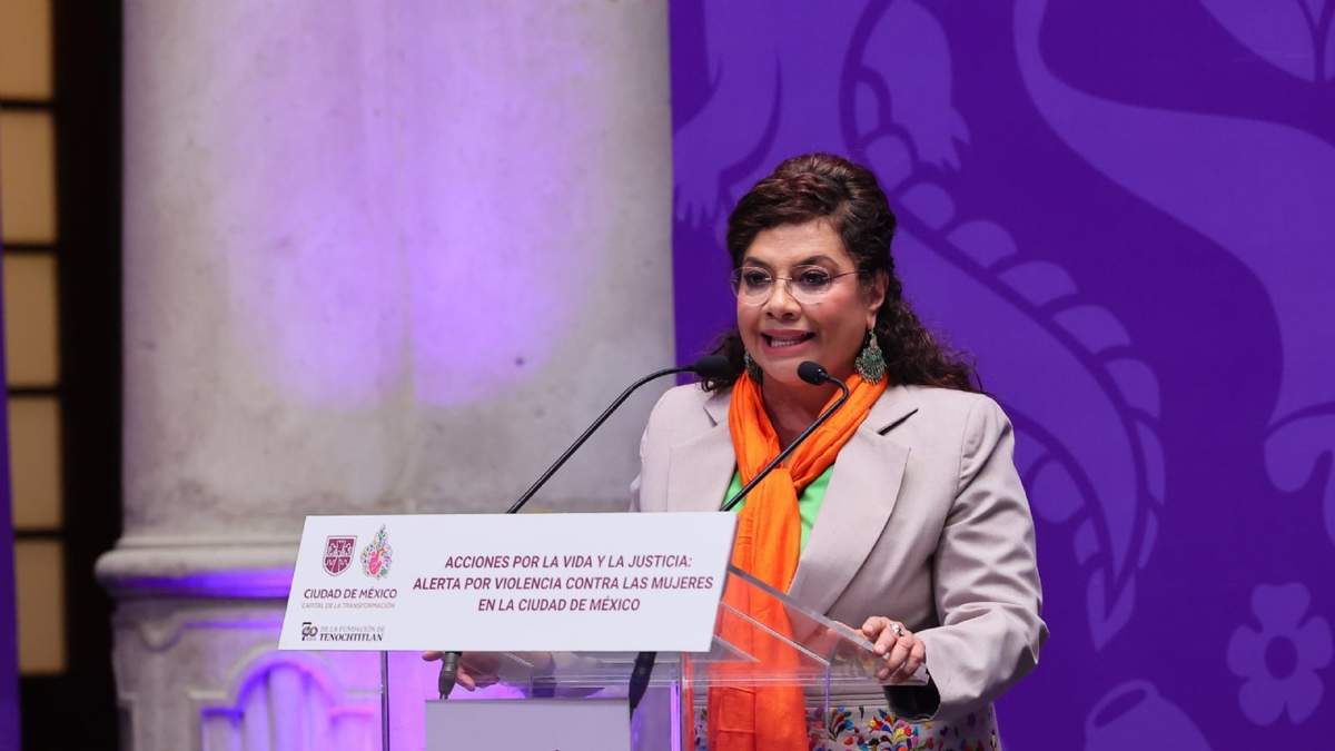 La jefa de gobierno de la CDMX, Clara Brugada, en la presentación de las Acciones por la Vida y la Justicia