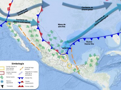 Llega el frente frío 26; lluvias fuertes e intensas este jueves en los siguientes estados