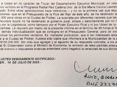 Gloria Ruiz envió una carta documento a Andrés Peressini por declaraciones falsas