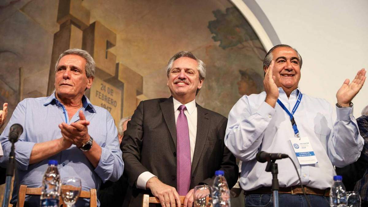 Alberto Fernández con los líderes de la CGT. Fuente: (Twitter)