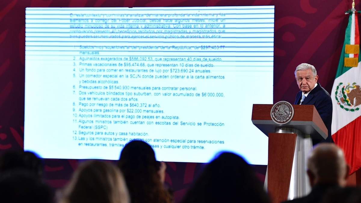 El presidente exhibió los privilegios de los integrantes de la Suprema Corte