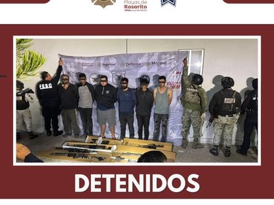 Balacera en Rosarito deja dos policías heridos, seis detenidos y un criminal abatido